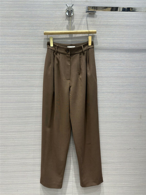 the row mid-rise 3D pleated straight tapered suit pants