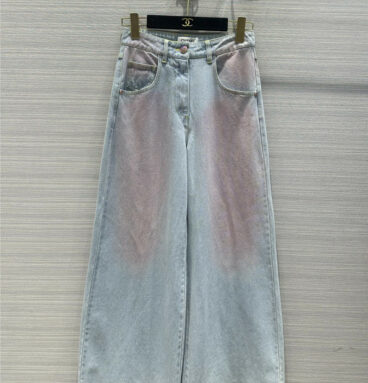 chanel gradient pink wide leg straight jeans