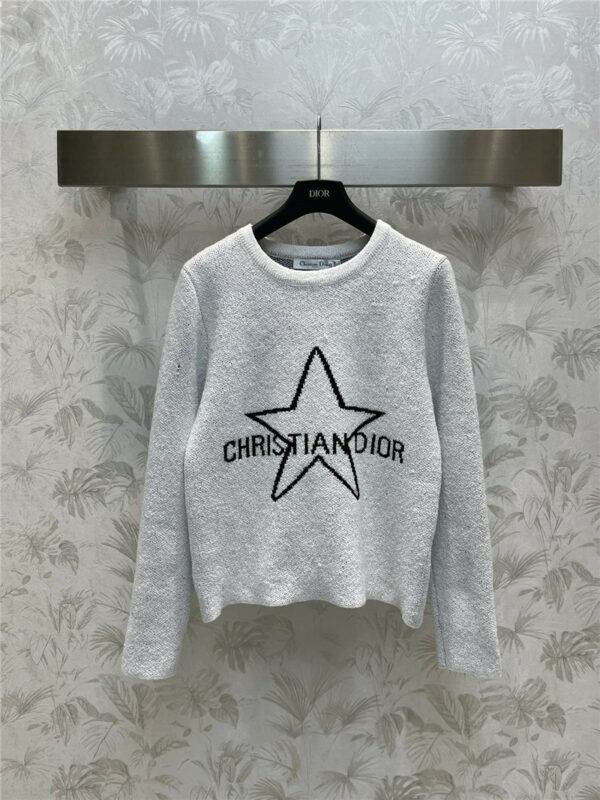dior crew neck knitted five-pointed star pullover sweater