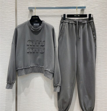 miumiu pullover sweatshirt + sports pants set