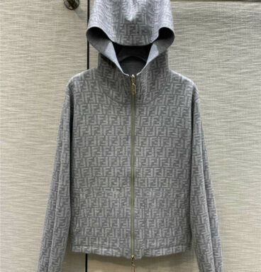 fendi reversible presbyopic hooded knitted cardigan