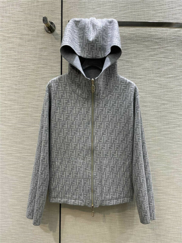 fendi reversible presbyopic hooded knitted cardigan