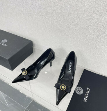 versace patent leather high heel shoes