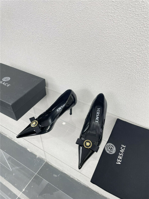 versace patent leather high heel shoes