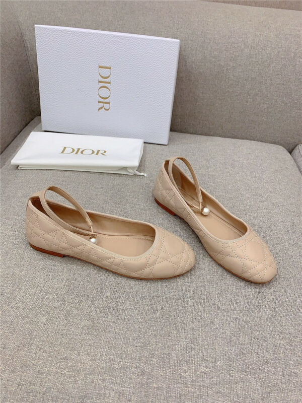 dior new diamond pearl flat shoes