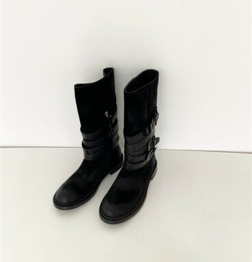 miumiu new strappy round toe boots