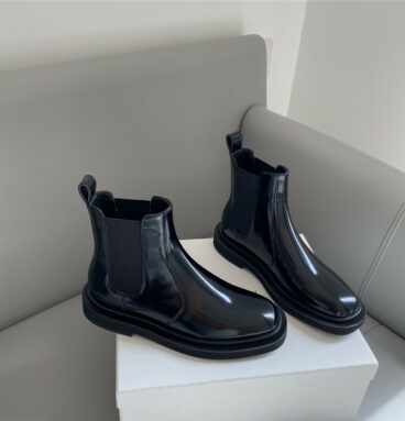 the row new patent leather Chelsea boots