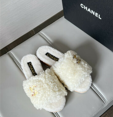 chanel new wool slippers