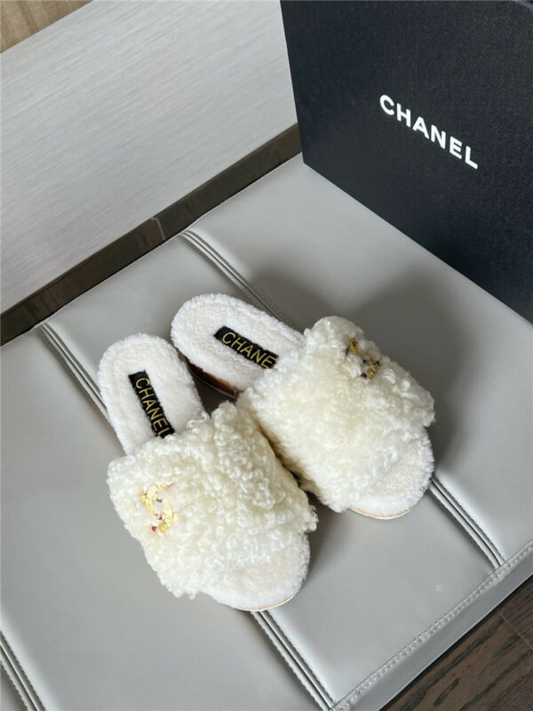 chanel new wool slippers