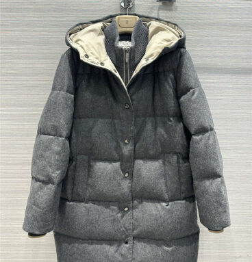BC wool fake two-piece long down jacket