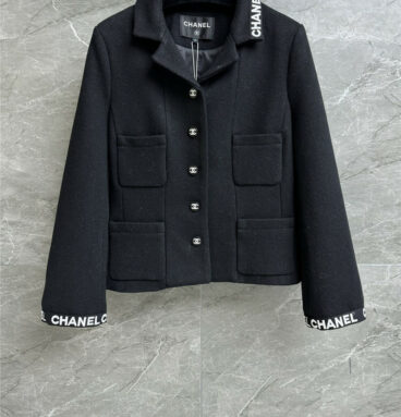 chanel letter embroidered jacket