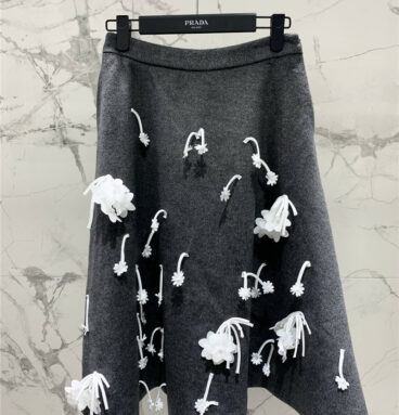 prada space gray wool skirt