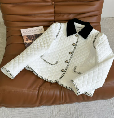 chanel velvet lapel patchwork padded jacket
