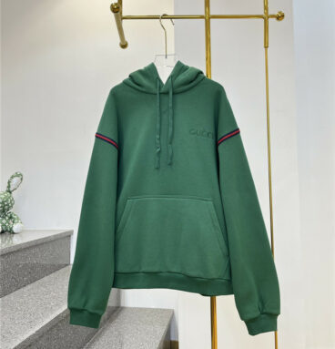 gucci velvet letter embroidered hooded sweatshirt