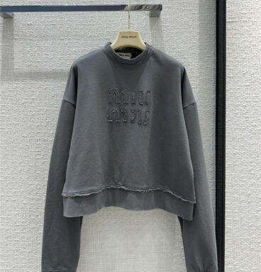 miumiu iron gray short sweatshirt