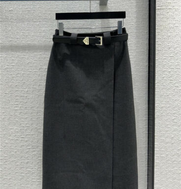 prada temperament gray patchwork mid-length skirt