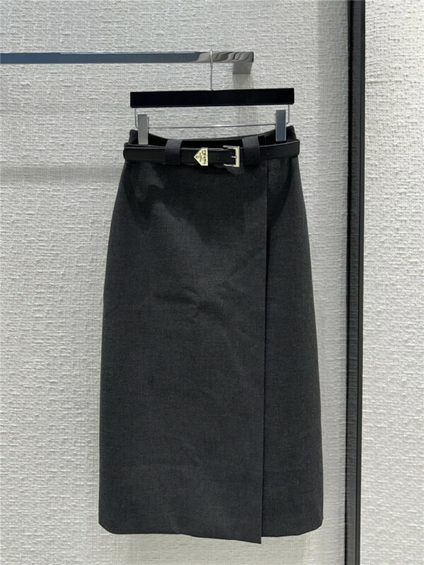 prada temperament gray patchwork mid-length skirt