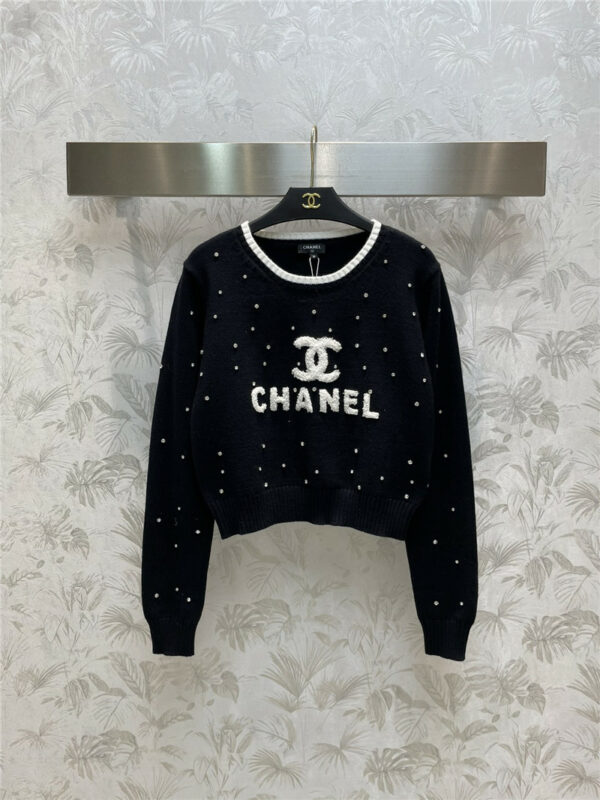 chanel short knitted pullover sweater