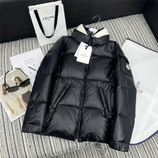 moncler new contrasting color threaded stand collar down jacket
