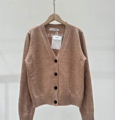 dior new contrast color back letter knitted cardigan