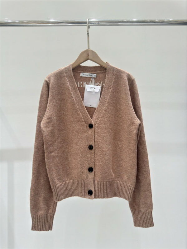 dior new contrast color back letter knitted cardigan