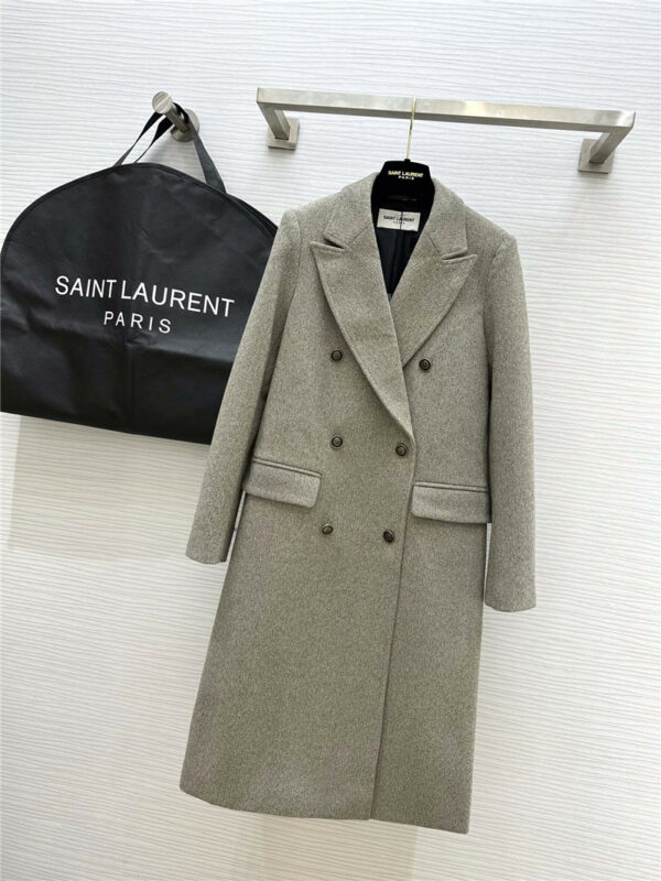 YSL double-breasted twill wool coat