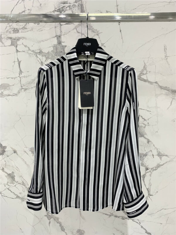 fendi new silk satin striped shirt