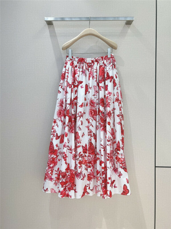 dior mid-length high-waist pleated printed skirt