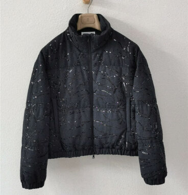 BC leaf embroidered virgin wool flannel down jacket