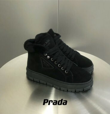 prada suede wool platform casual shoes