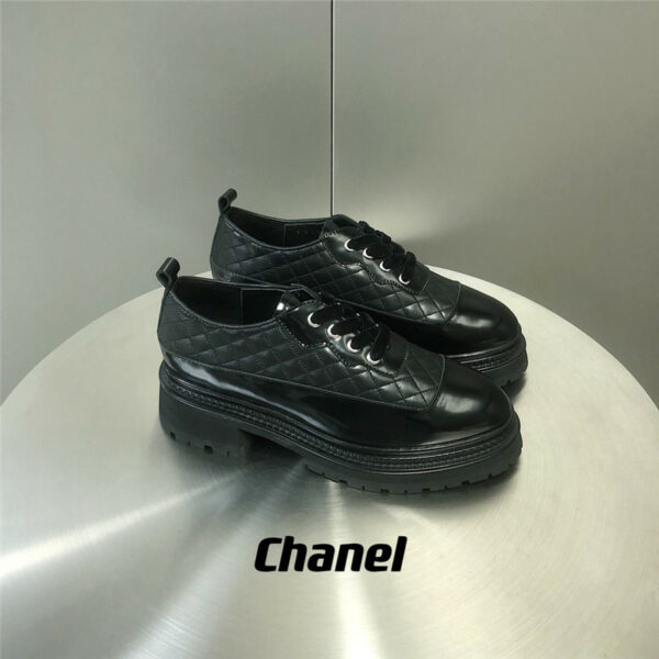 chanel diamond thick sole leather shoes