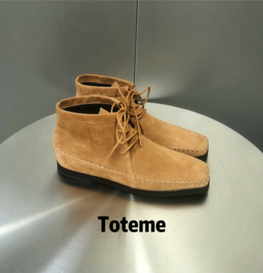 TOTEME square toe lace-up boots