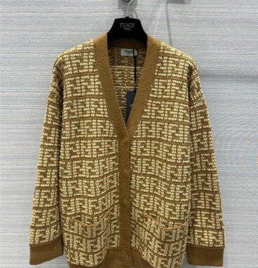 fendi presbyopic FF knitted V-neck cardigan jacket
