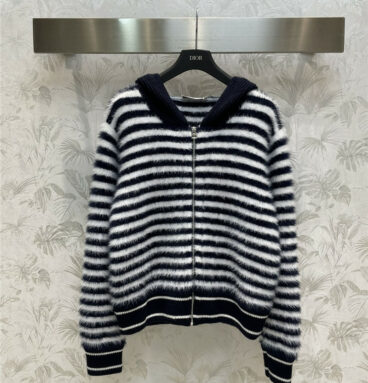 dior new hooded striped cardigan