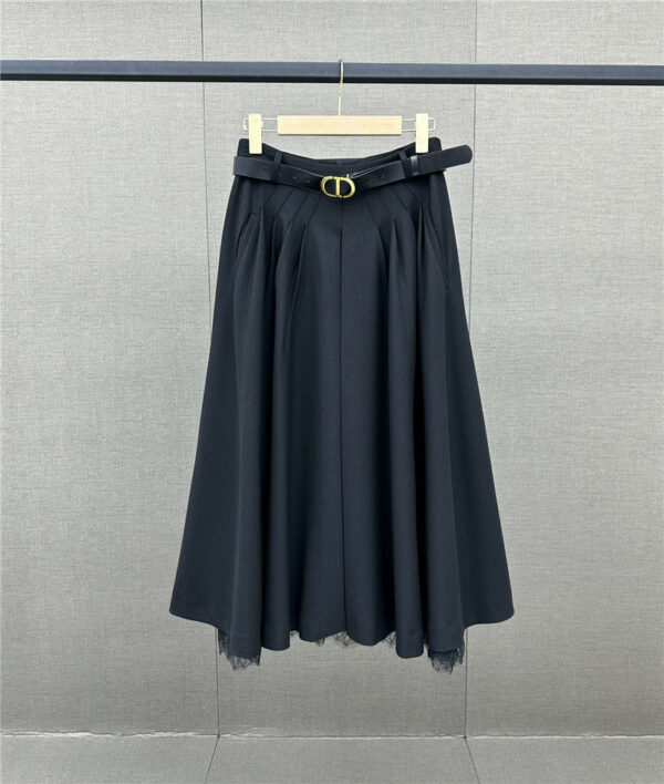 dior solid color pleated skirt