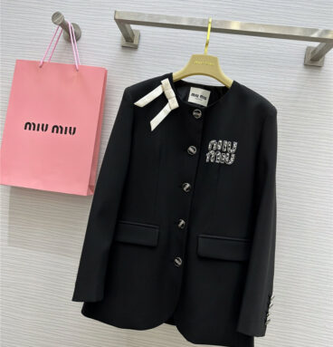miumiu new style bow decorated single breasted suit jacket