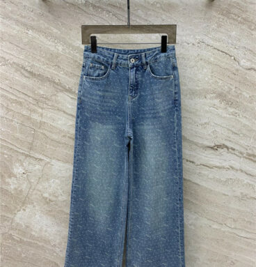 miumiu gradient all over laser printed straight jeans