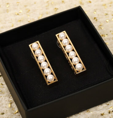 Chanel Pearl Double C Stud Earrings