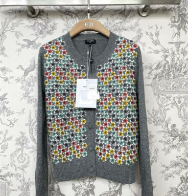 chanel new floral knitted cardigan
