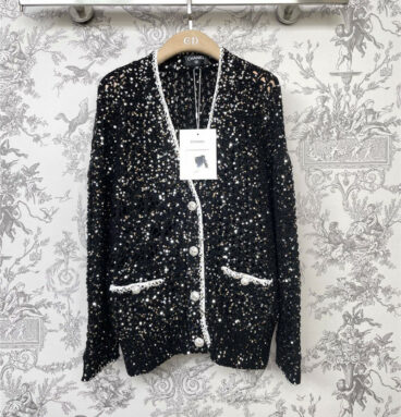 chanel new sequined hollow cardigan