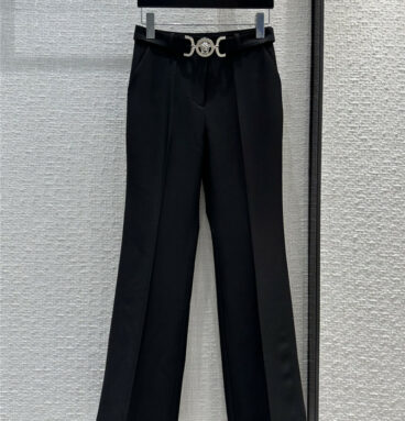versace black lock button push-up trousers