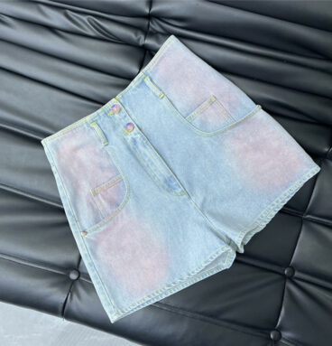 chanel tie-dye gradient denim shorts
