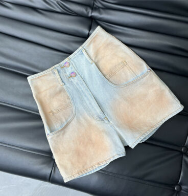 chanel tie-dye gradient denim shorts