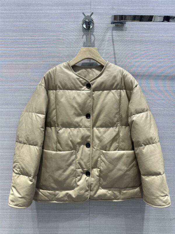 Toteme lambskin checkered leather down jacket