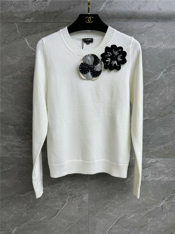 chanel three-dimensional flower sweater