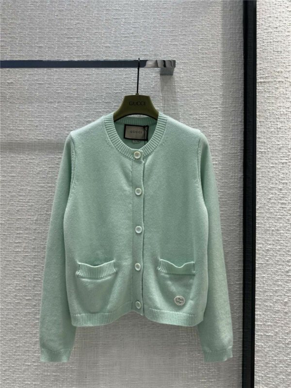 gucci winter mint green knitted cardigan