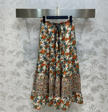 louis vuitton LV high waist drawstring floral skirt