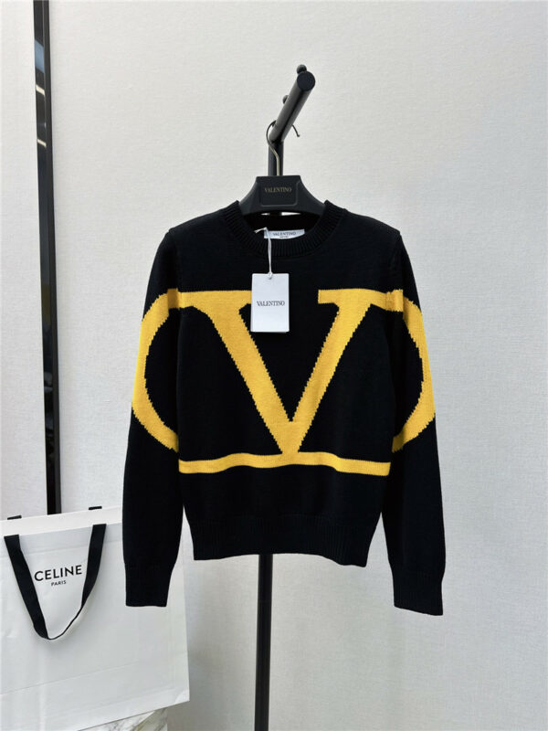 valentino new contrast color V-shaped knitted sweater