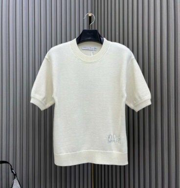 dior wool knitted short sleeve top