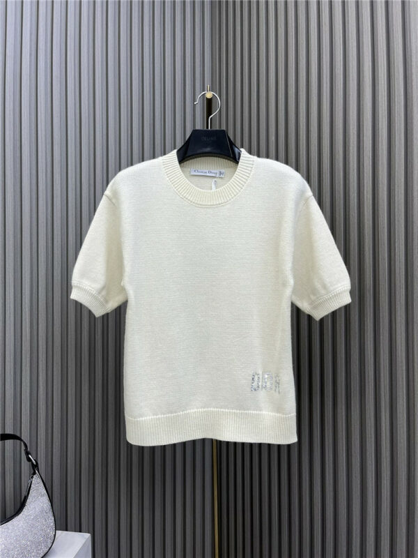 dior wool knitted short sleeve top